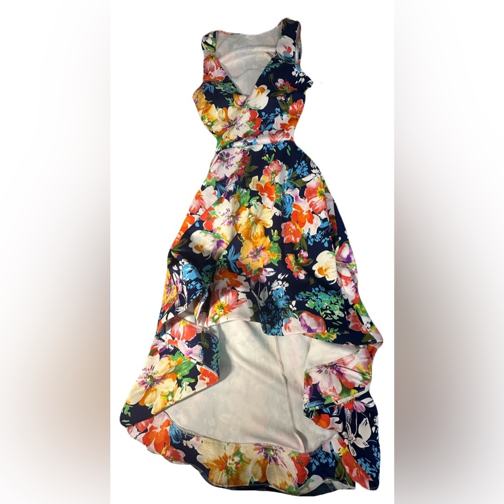 Elegant Floral High-Low Dress